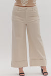Cuffed Wide Leg Pants in Sand (REG/PLUS)