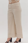 Cuffed Wide Leg Pants in Sand (REG/PLUS)