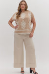Cuffed Wide Leg Pants in Sand (REG/PLUS)