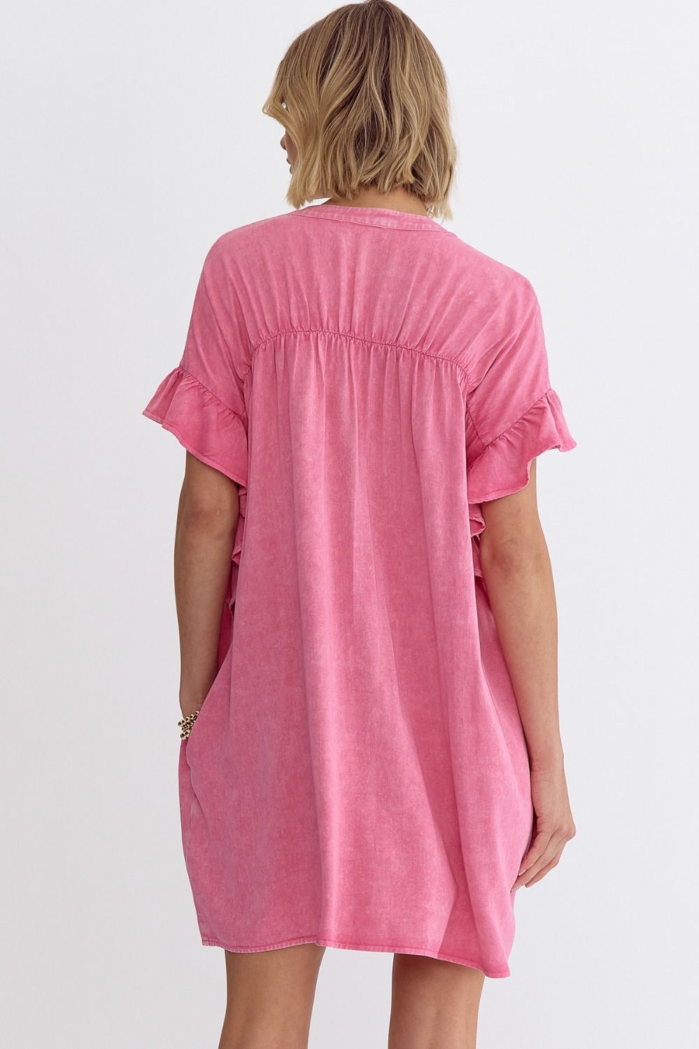 Pink Denim Mini Dress