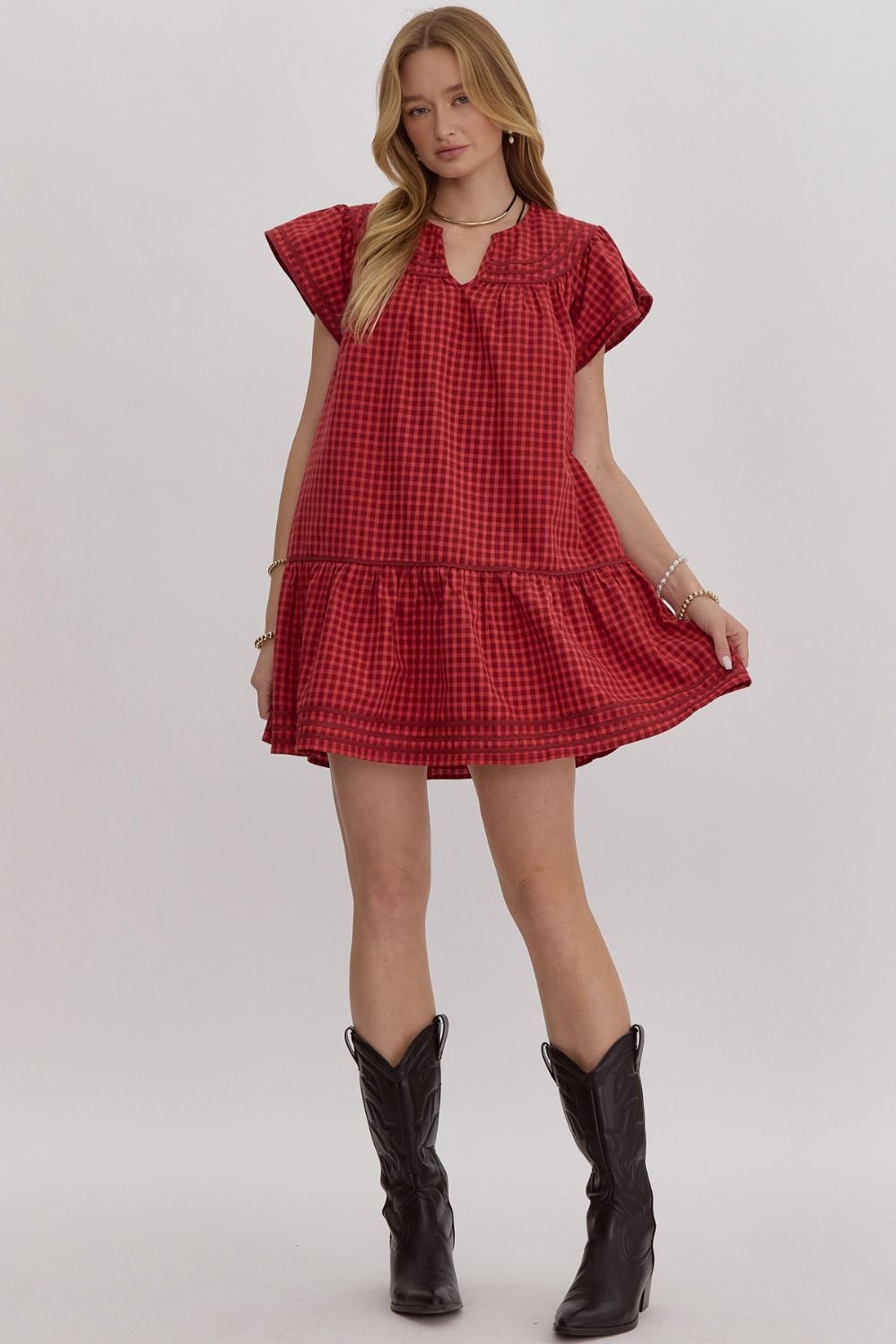 Red Gingham Mini Dress (REG)