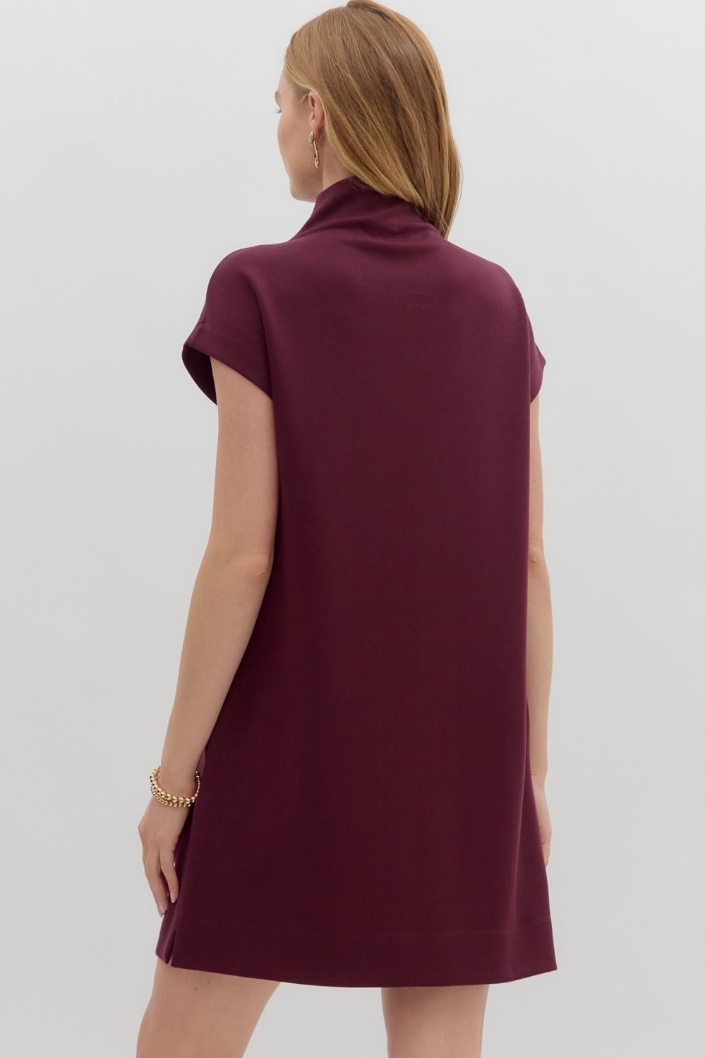 Mock Neck Mini Dress in Wine (REG)