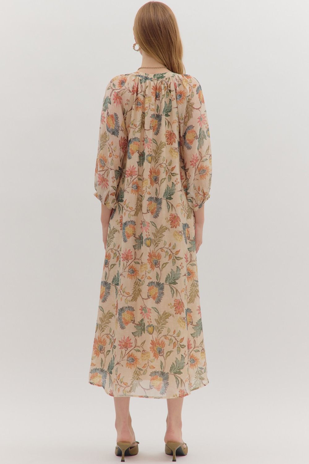 Botanical Midi Dress in Ecru (REG)