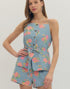 Self Tie Denim Floral Top