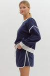 Harper Jersey Top in Navy (REG)