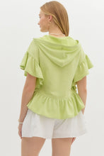 Ruffled Hood Top in Apple Green (REG)