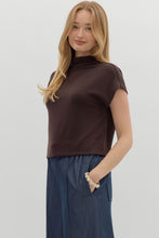 Solid Mock Neck Top in Brown (REG)