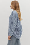 Textured Stripe Top in Chambray (REG)
