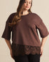Diagonal Lace Brown Top (REG/PLUS)