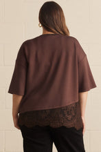 Diagonal Lace Brown Top (REG/PLUS)