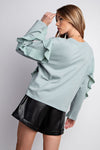 Evelyn Ruffle Sleeve Top in Sage (REG)