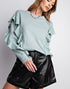 Evelyn Ruffle Sleeve Top in Sage (REG)