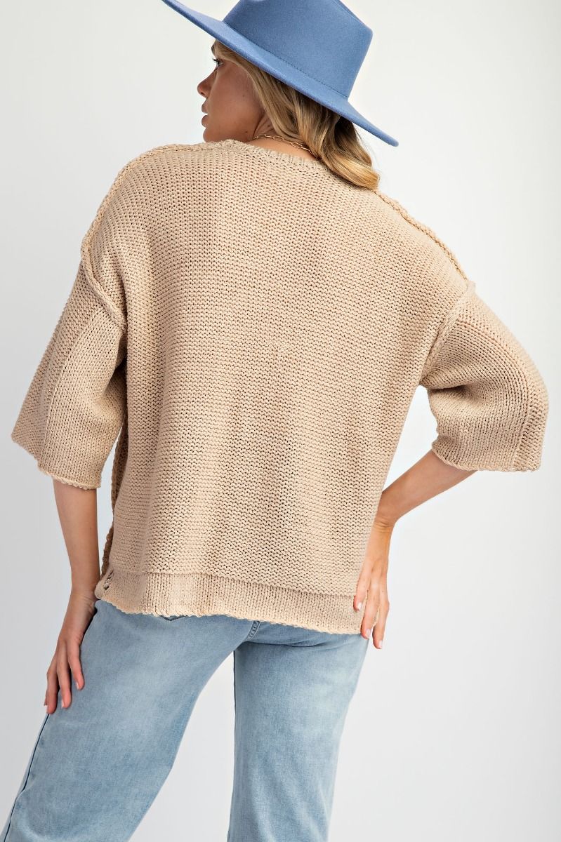 Lianna Half Sleeve Sweater in Khaki (REG/PLUS)