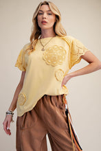 Floral Crochet Patch Top in Yellow (REG)