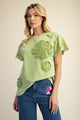 Floral Crochet Patch Top in Matcha (REG)