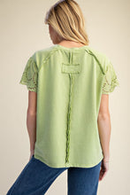 Floral Crochet Patch Top in Matcha (REG)