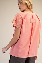 Floral Crochet Patch Top in Strawberry Pink (REG)
