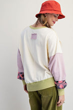 Plaid Panel Terry Sweatshirt in Cream (REG)