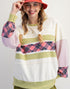 Plaid Panel Terry Sweatshirt in Cream (REG)