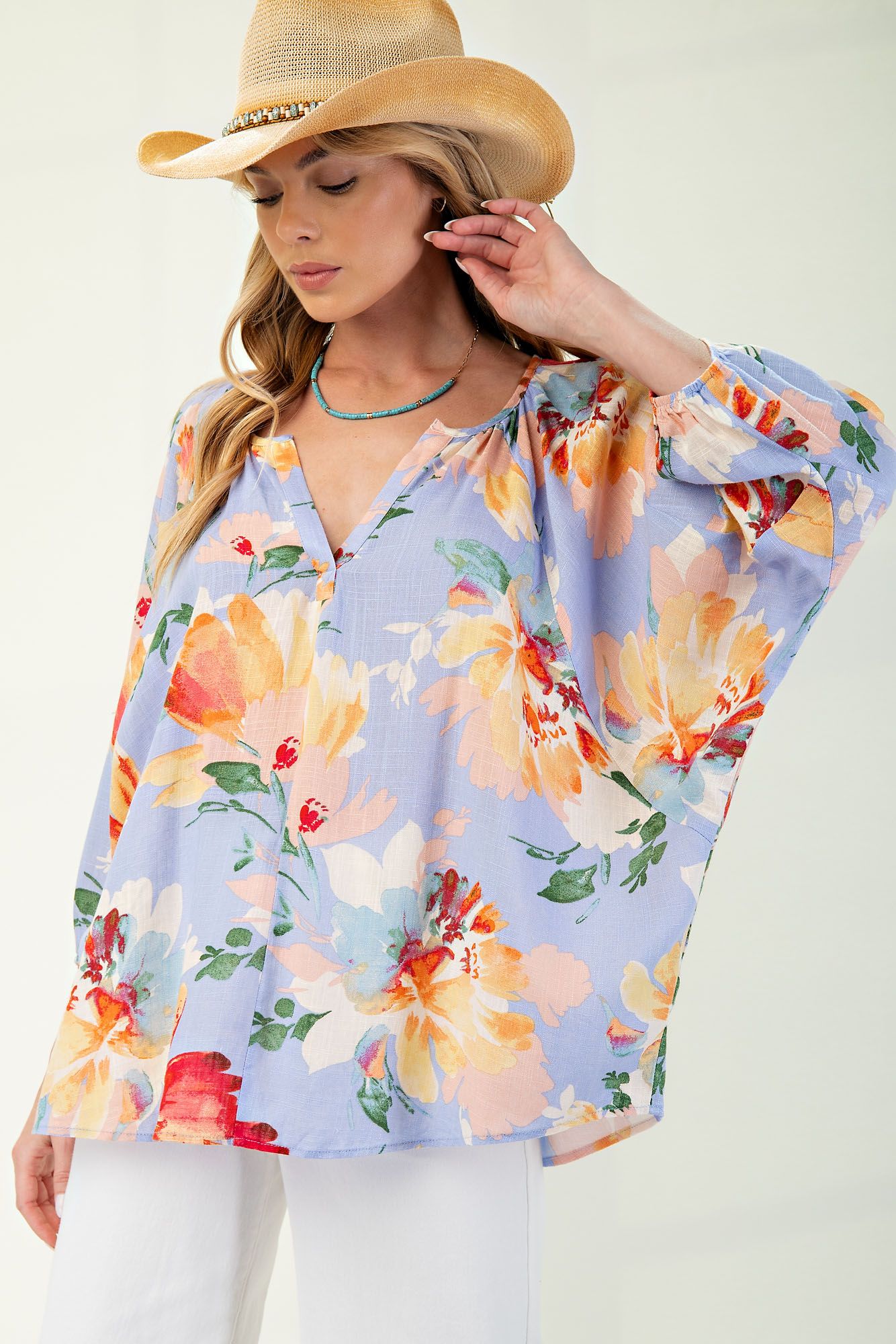 Julienne Notch Neck Floral Top (Fits like PLUS)
