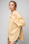 Classic Collar and Button Top in Straw (REG)