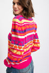 Nordic Heart Sweater in Hot Pink (REG)