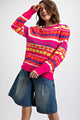 Nordic Heart Sweater in Hot Pink (REG)