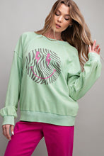 Totally Rad Zebra Smiley Top in Pistachio (REG)