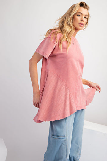 Asymmetrical Tunic Top in Dried Rose (REG)