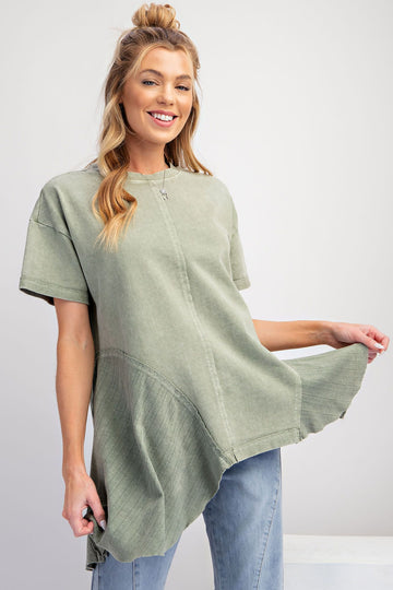 Asymmetrical Tunic Top in Faded Sage (REG)