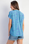 Tribal Pattern Top in Aqua (PLUS)