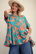 Blossom Tiered Tunic Top in Atlantis Green (REG)