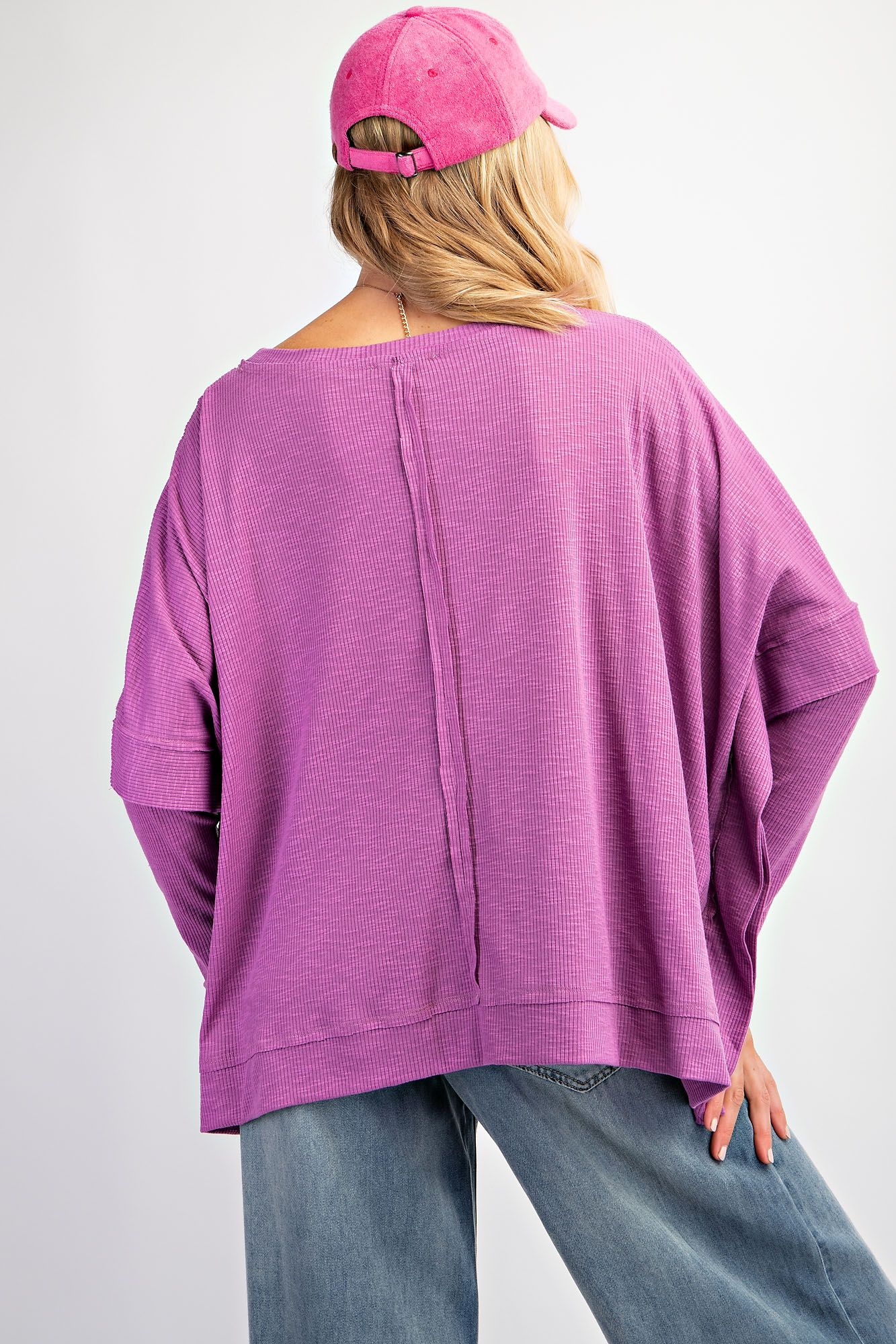 Oversized Ribbed Top in Orchid (REG)