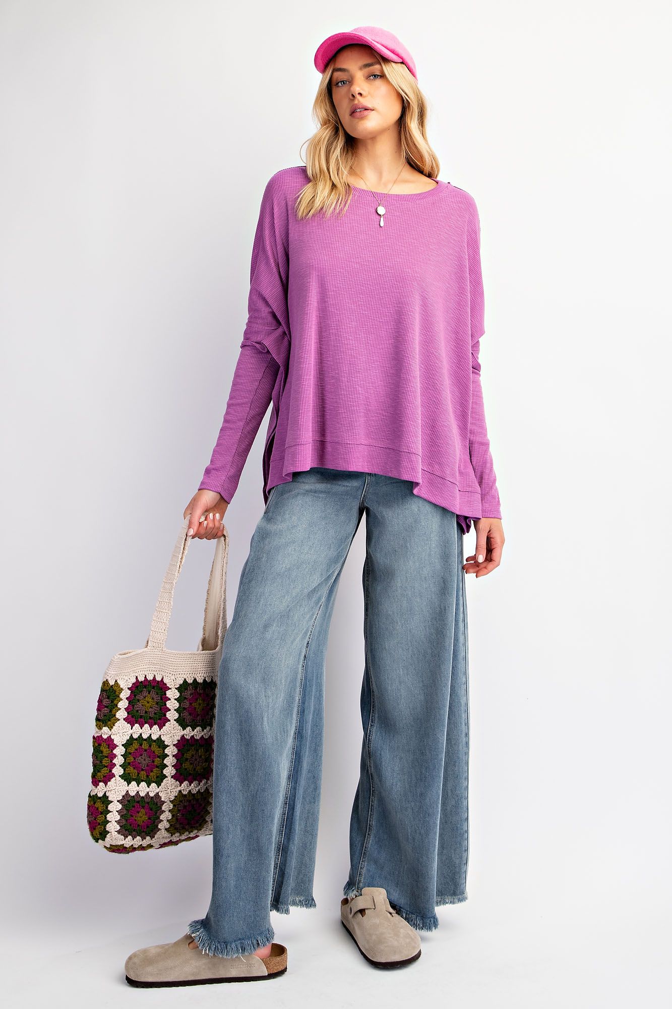 Oversized Ribbed Top in Orchid (REG)