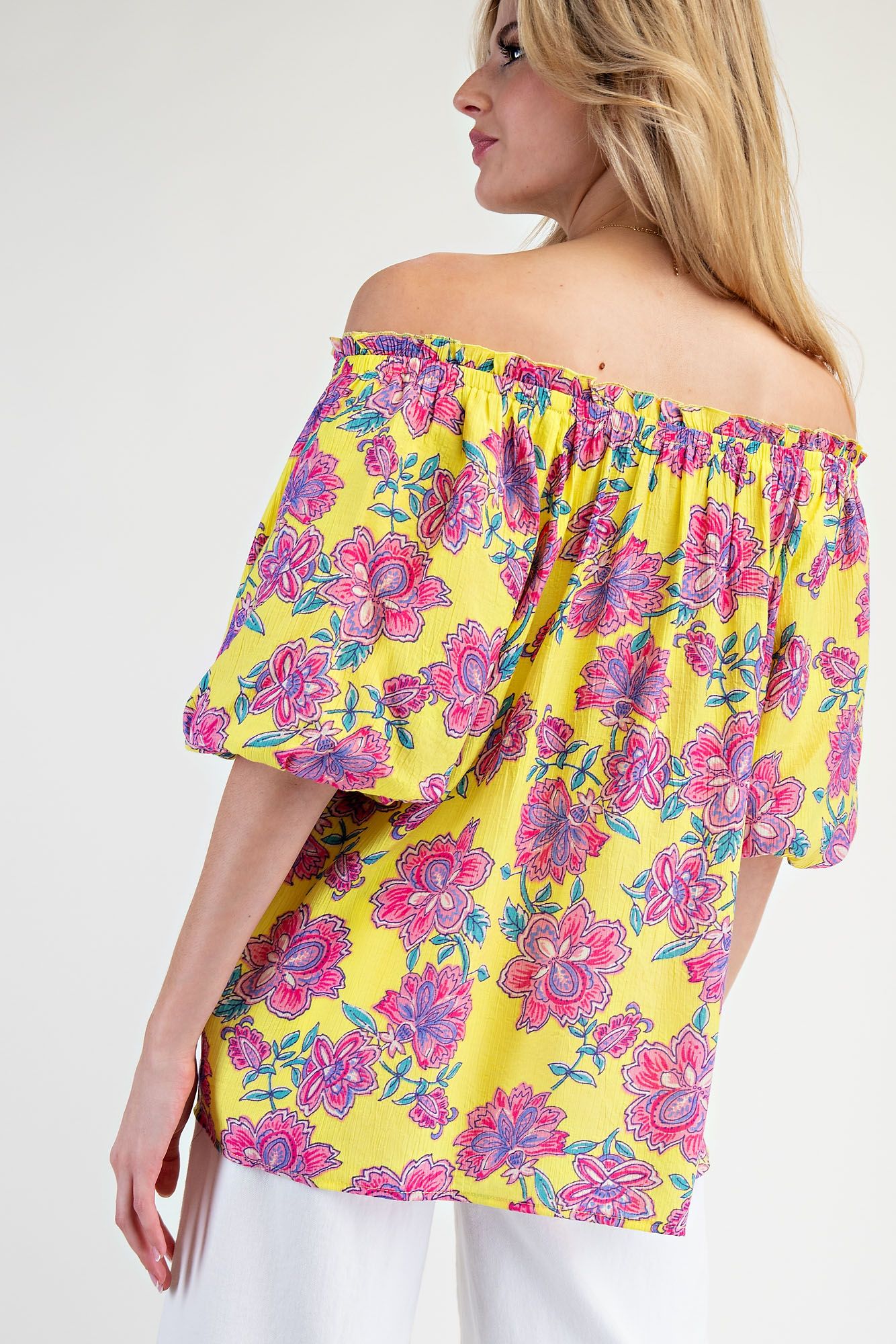 Yellow Blossom Off Shoulder Top (REG)