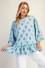 Washed Terry Tulip Top in Blue (REG)