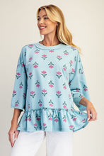 Washed Terry Tulip Top in Blue (REG)