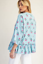 Washed Terry Tulip Top in Blue (REG)