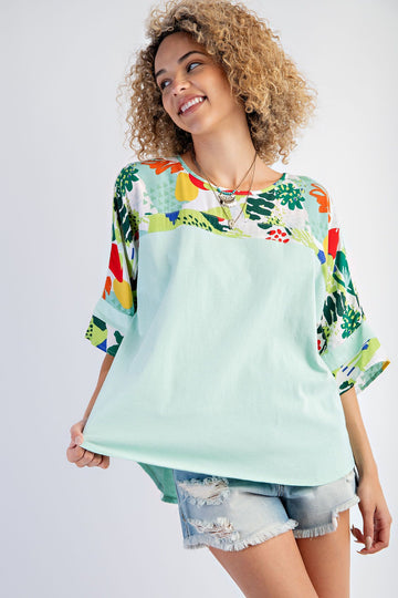 Mix Print Boxy Top (PLUS)
