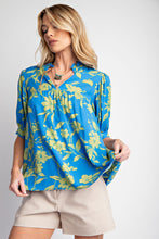 Tropical Flower Challis Top in English Blue (REG)