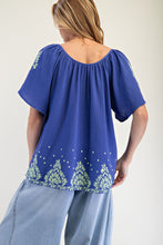 Embroidered Gauze Tassel Top in Paris Blue (REG)