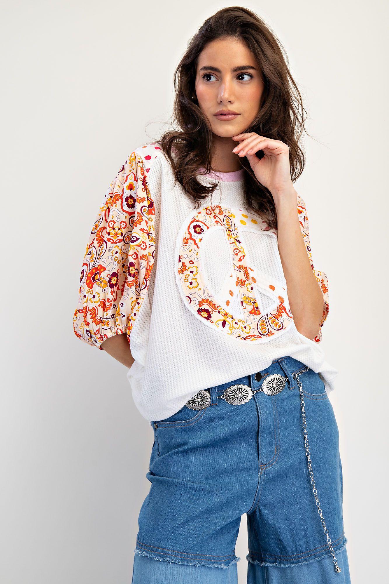 Paisley Peace Patch Top (REG)