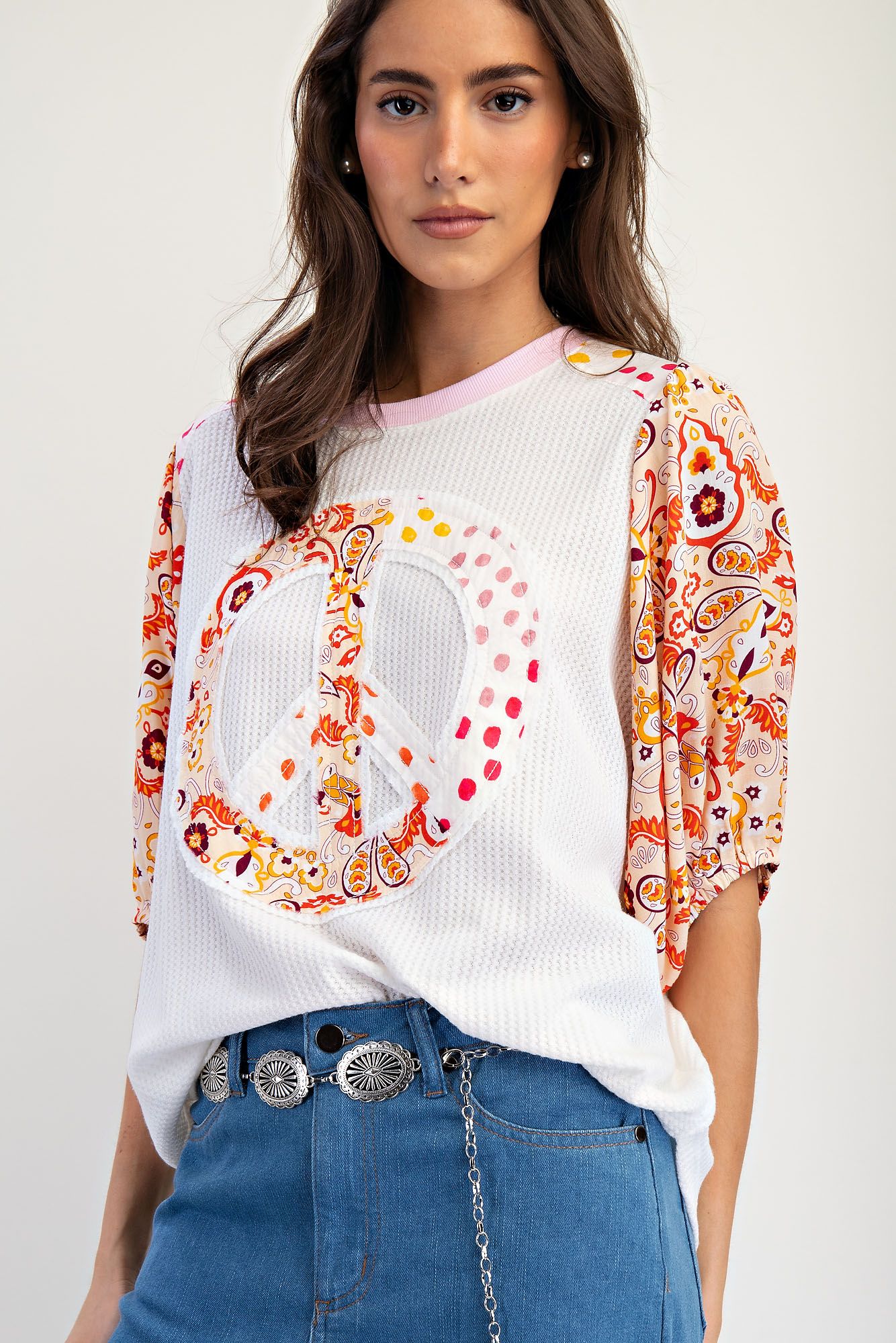 Paisley Peace Patch Top (REG)