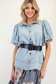Bubble Sleeve Denim Top (REG)