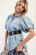 Bubble Sleeve Denim Top (REG)