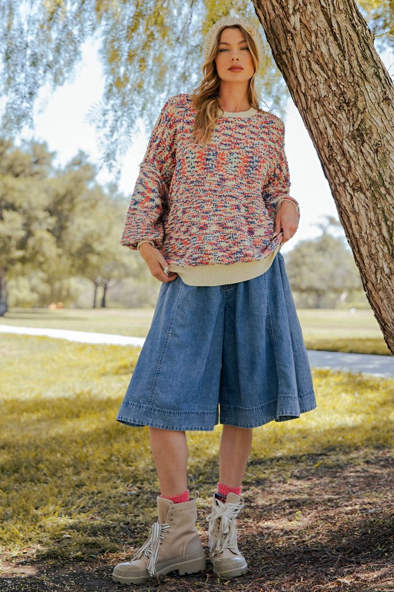Drawstring Wide Leg Culotte Pants (REG)