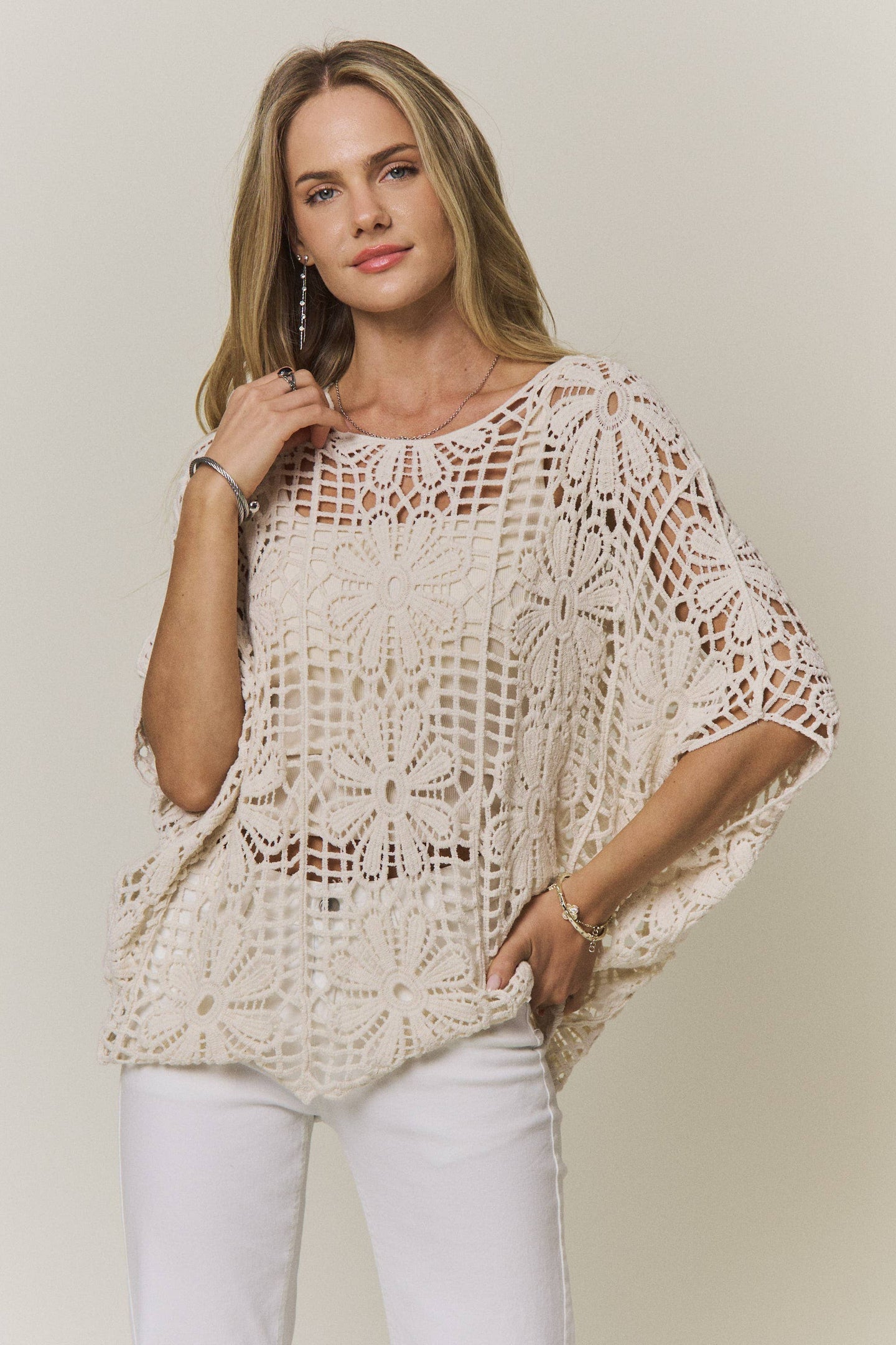 Natural Daisy Crochet Top (REG)
