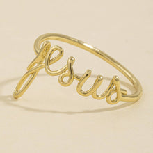 Gold Jesus Script Ring