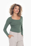 Slim Fit Scoop Top in Dark Basil (REG/PLUS)