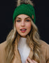 Green Cable Pom Hat